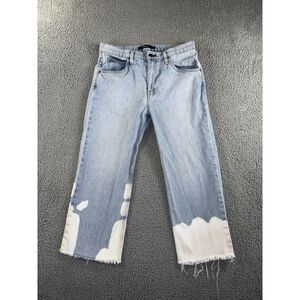 Hudson Jeans‎ Women 28 Mid Rise Cropped Frayed Straight Leg Bleach Denim Pants